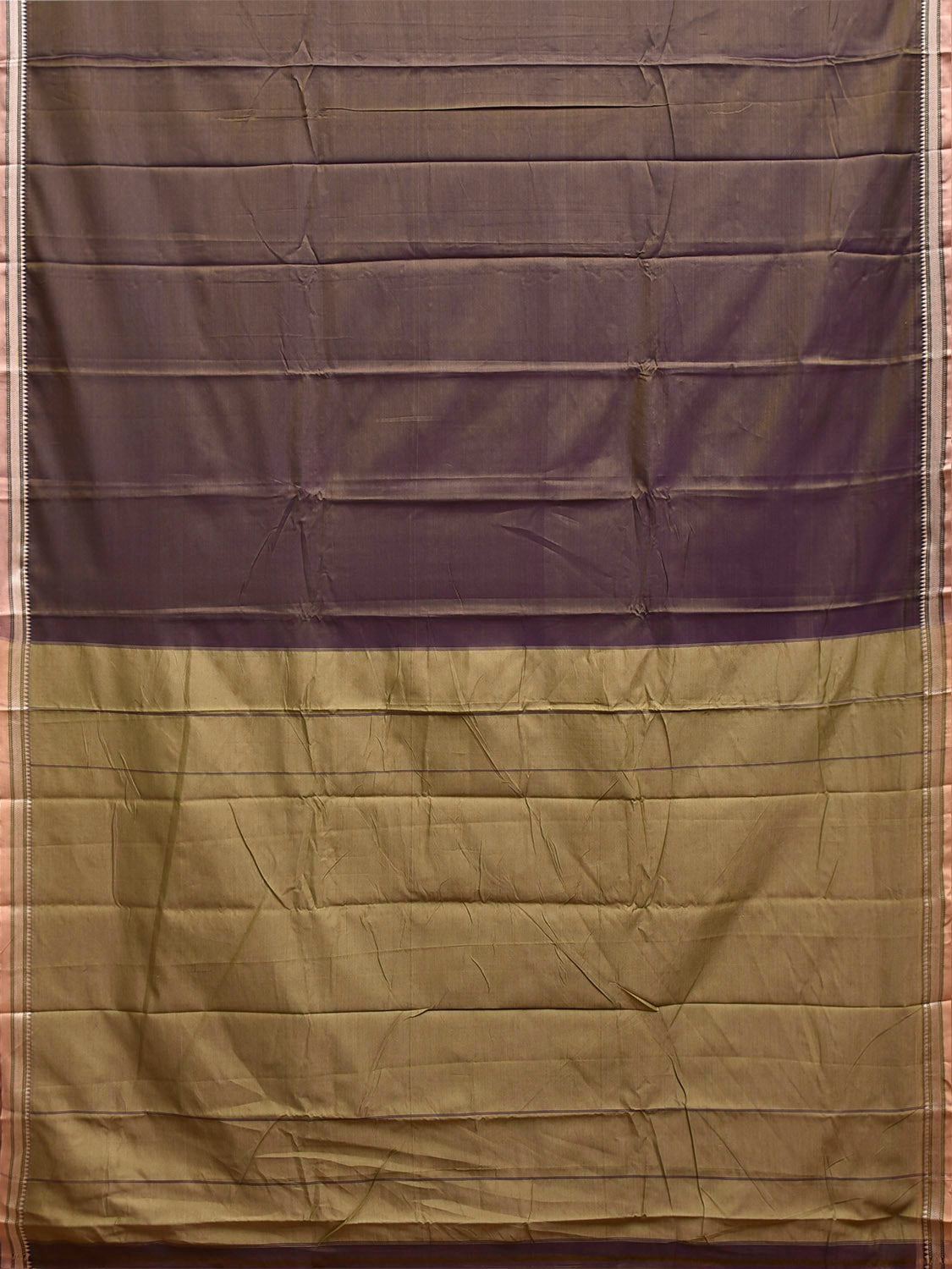 Olive Narayanpet Cotton Saree with Strips Body Design No Blouse np1427