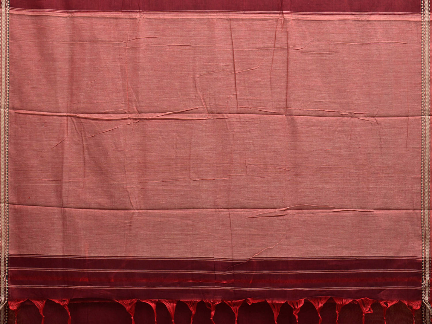 Maroon Narayanpet Cotton Handloom Plain Saree with Contrast Pallu Design No Blouse np1431