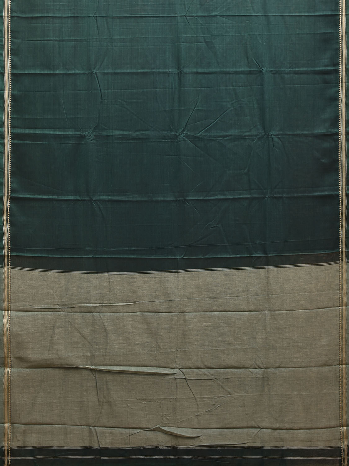 Green Narayanpet Cotton Handloom Plain Saree with Contrast Pallu Design No Blouse np1432