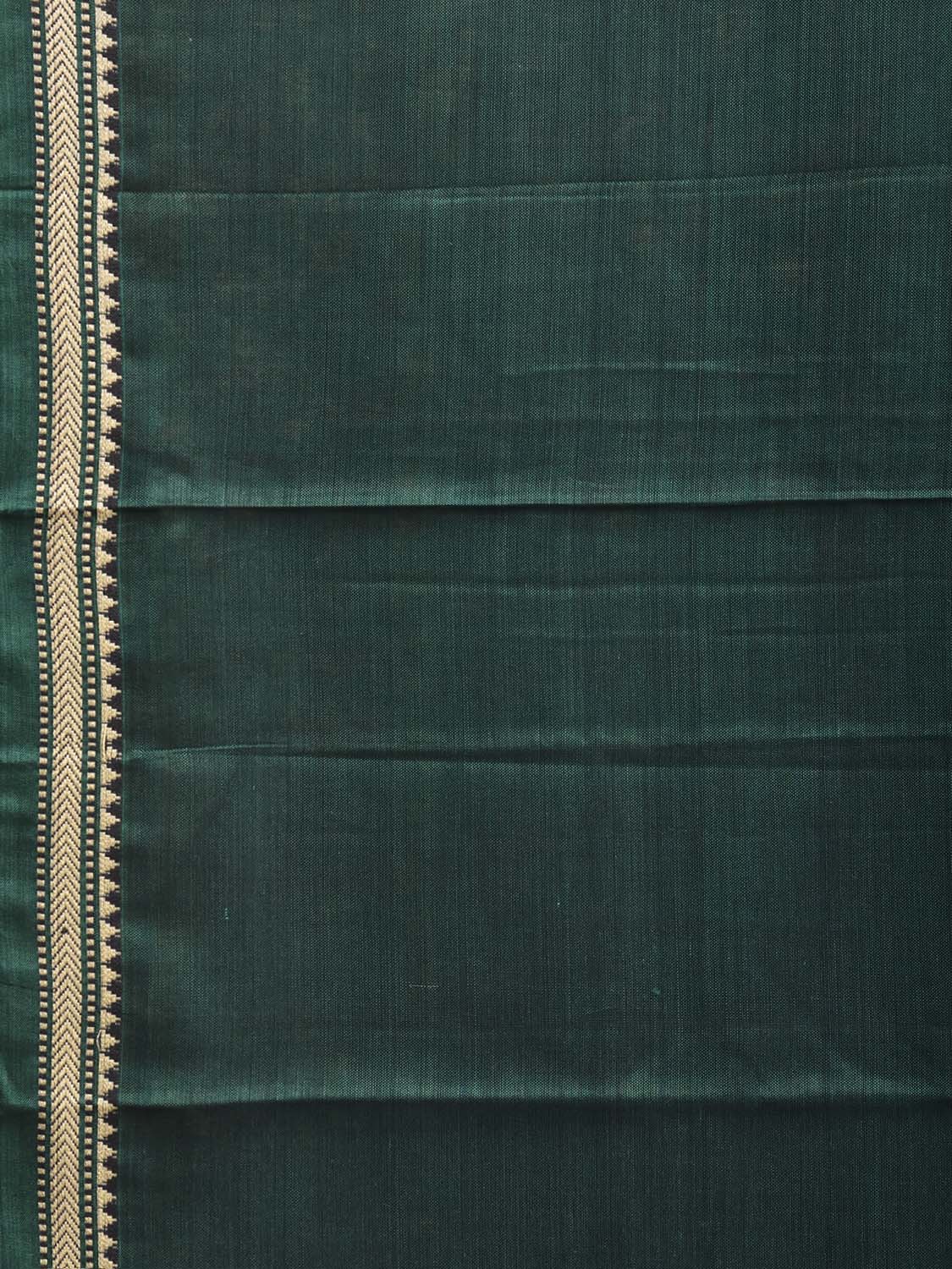 Green Narayanpet Cotton Handloom Plain Saree with Contrast Pallu Design No Blouse np1432