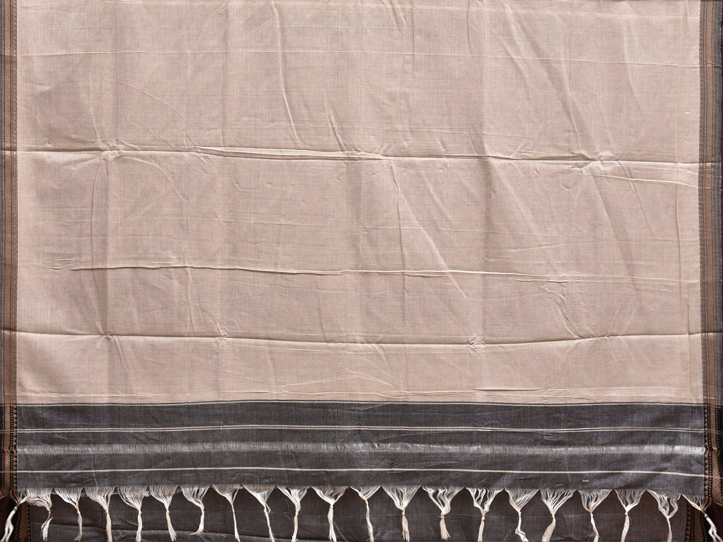 Grey Narayanpet Cotton Handloom Plain Saree with Contrast Pallu Design No Blouse np1434