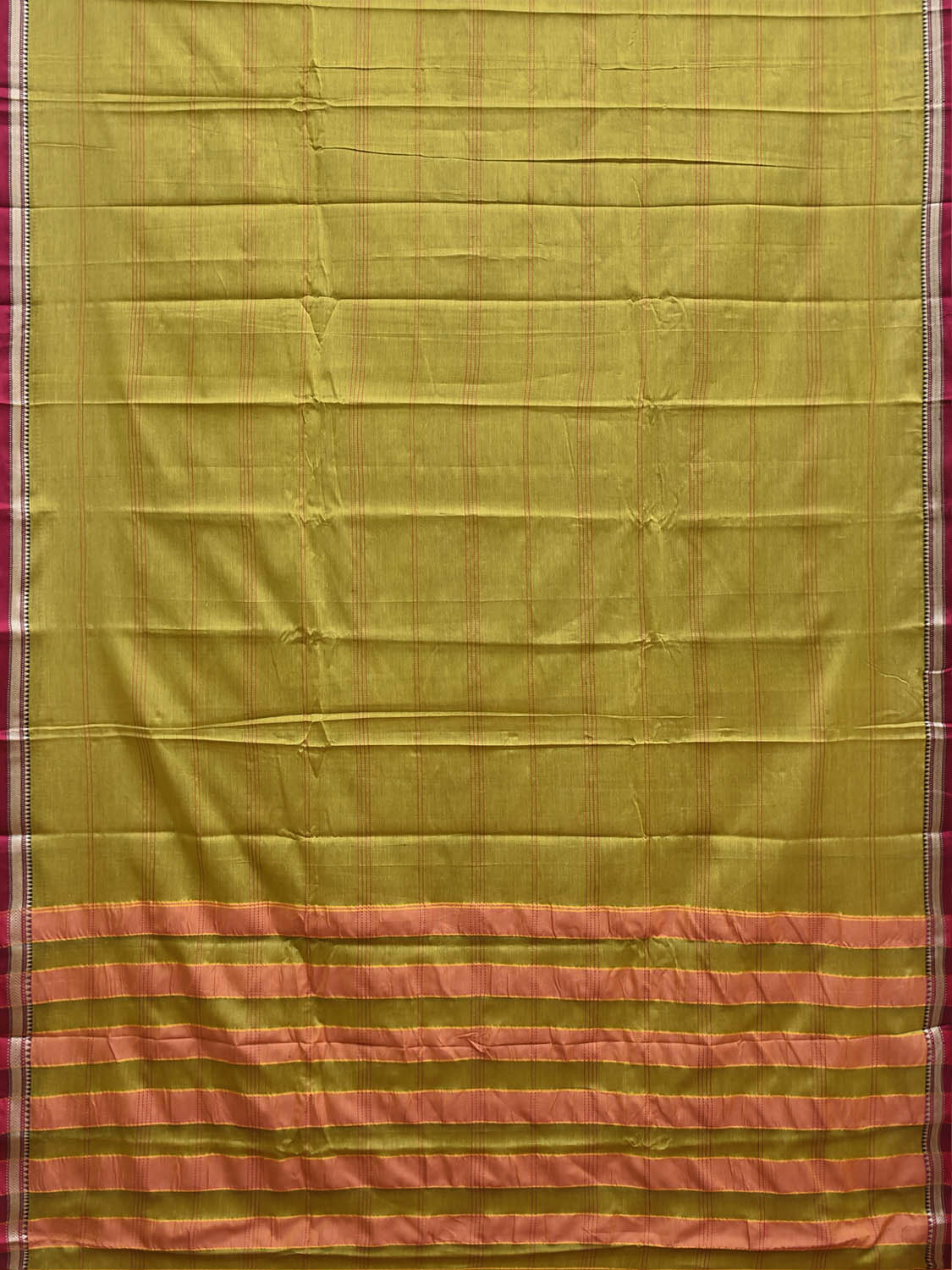 Light Green Narayanpet Cotton Saree with Strips Design No Blouse np1443