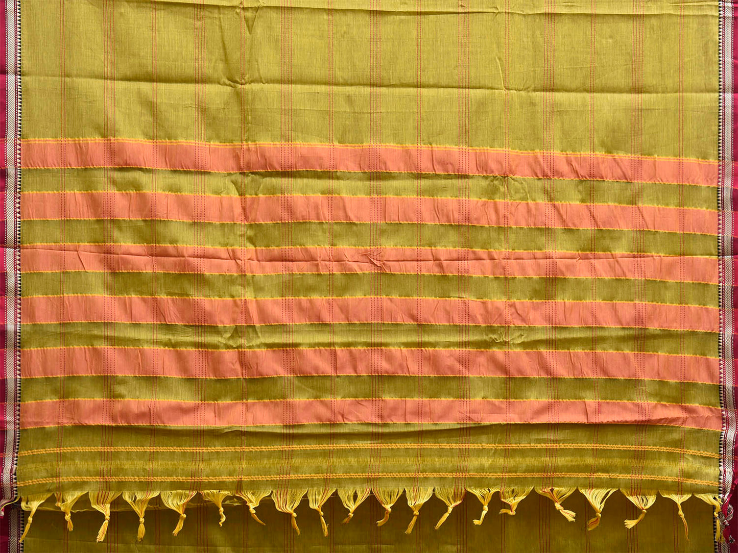 Light Green Narayanpet Cotton Saree with Strips Design No Blouse np1443