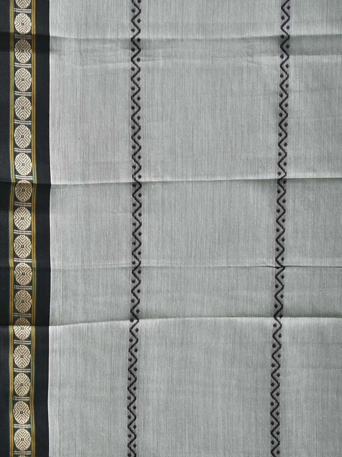 Sea Green and Black Narayanpet Cotton Saree with Strips Design No Blouse np1446