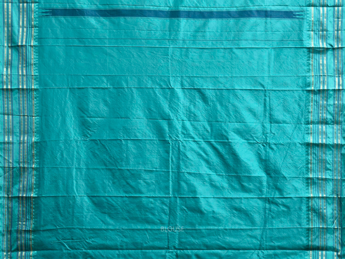 Dark Blue and Turquoise Narayanpet Silk Saree with Checks Design np1451