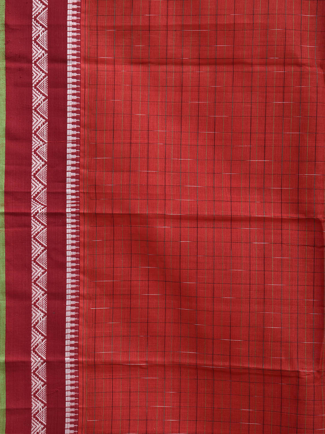 Red and Orange Narayanpet Cotton Handloom Saree with Strips Body and Pallu Design No Blouse np1460