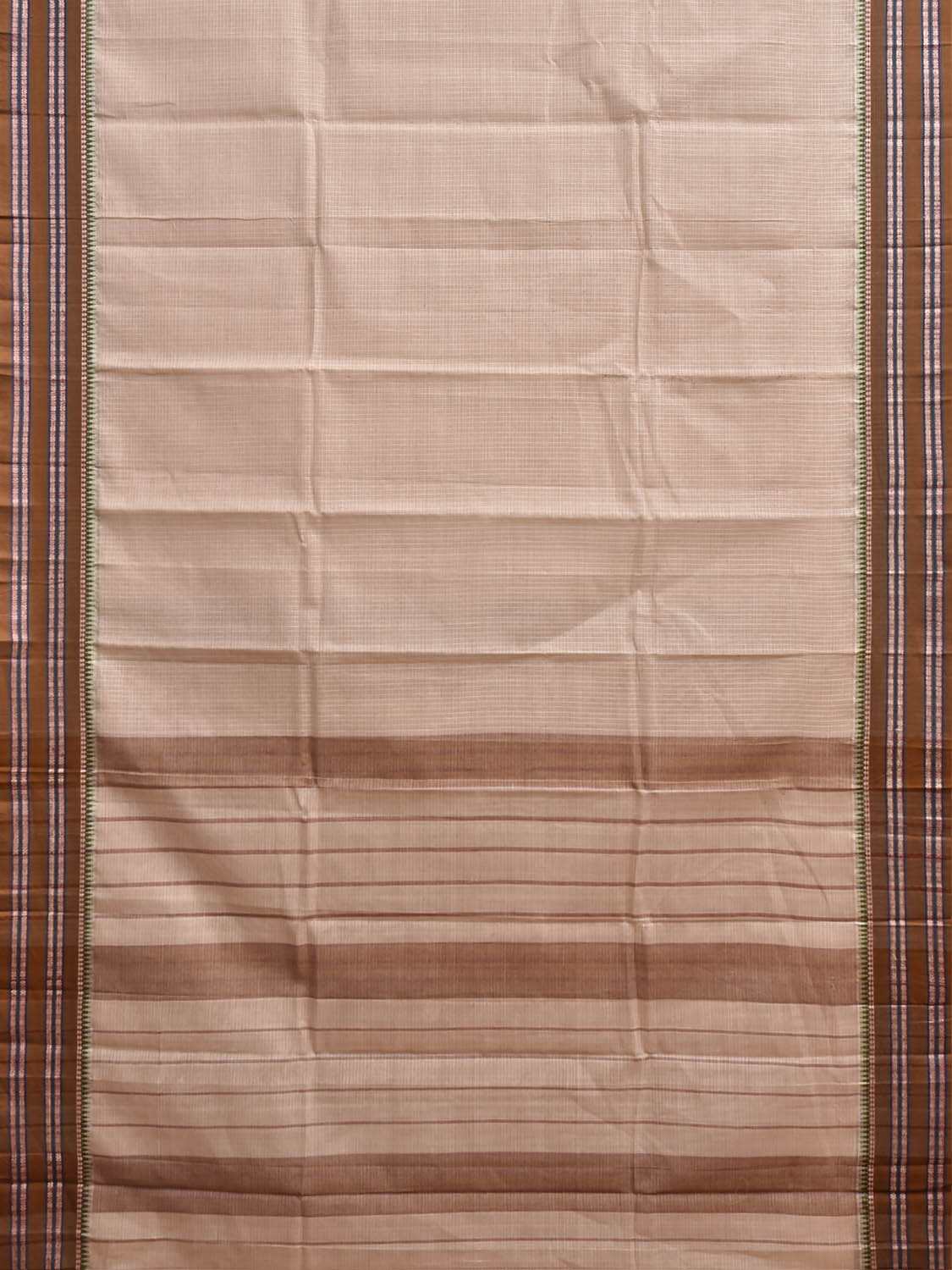 White and Olive Narayanpet Cotton Handloom Saree with Checks Design No Blouse np1467