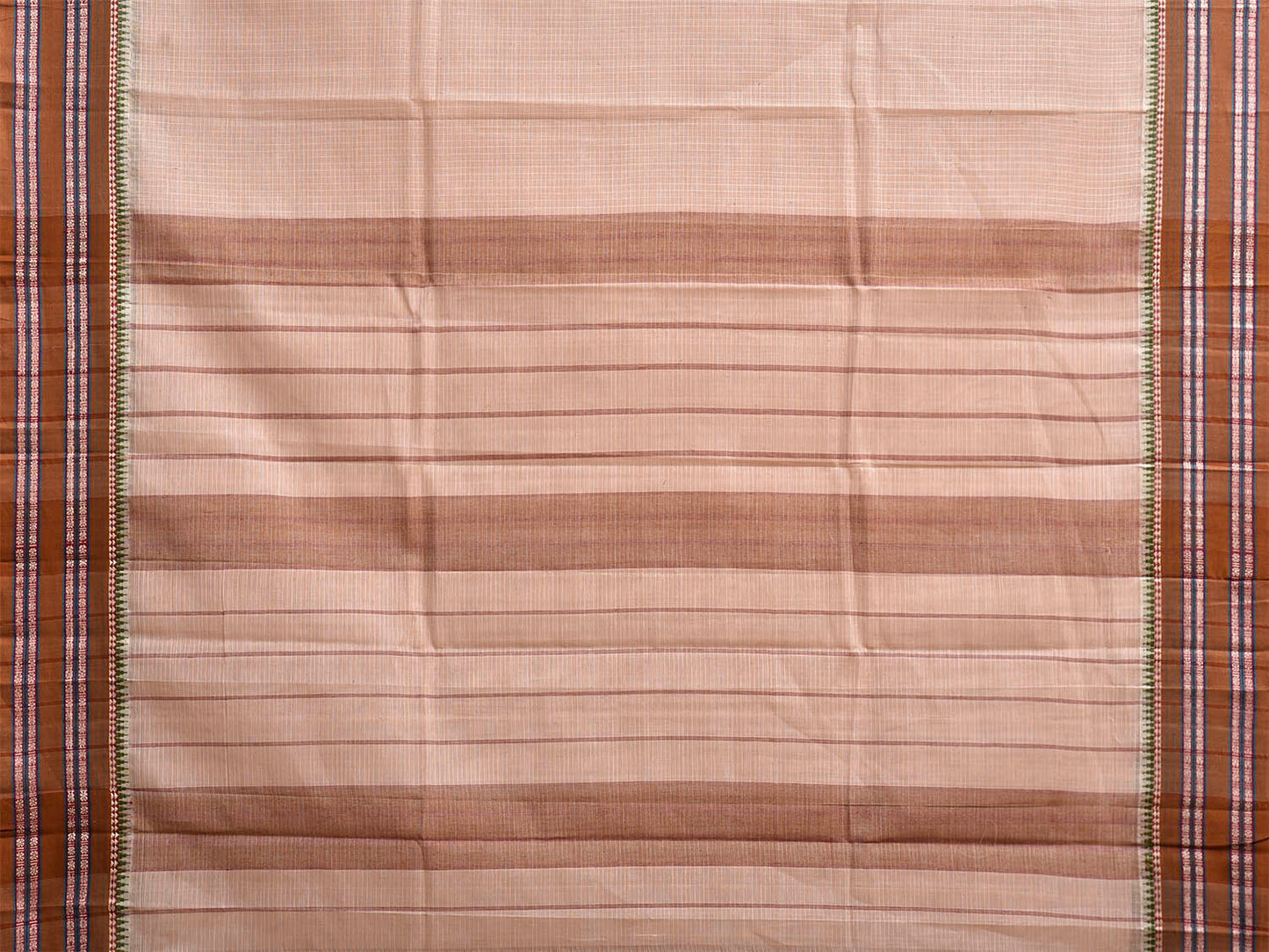 White and Olive Narayanpet Cotton Handloom Saree with Checks Design No Blouse np1467
