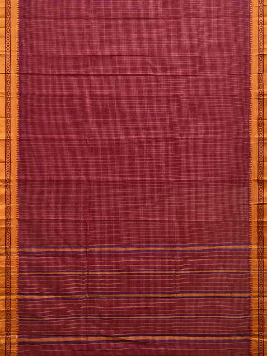 Red and Yellow Narayanpet Cotton Handloom Saree with Checks Design No Blouse np1468