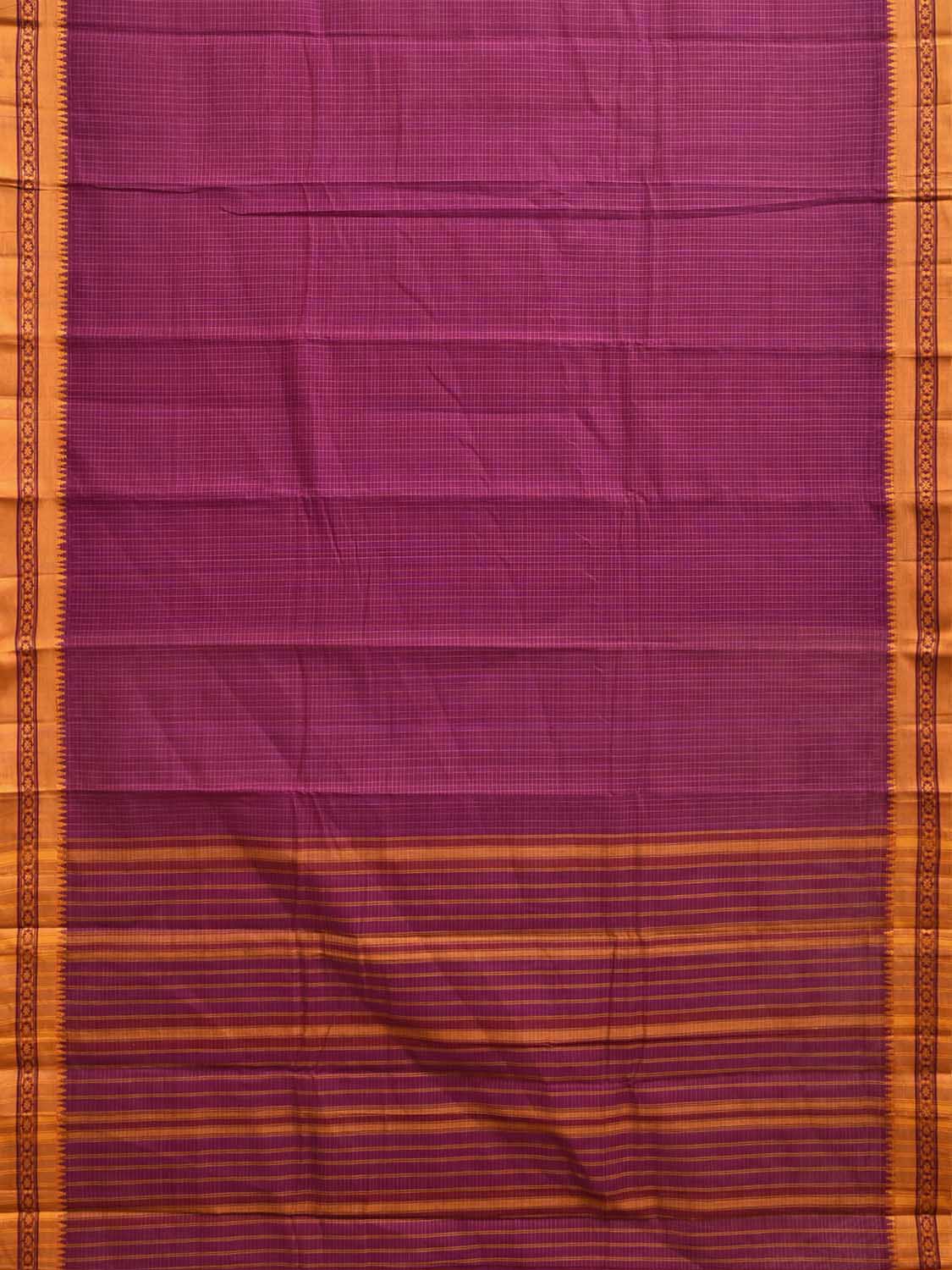 Pink and Yellow Narayanpet Cotton Handloom Saree with Checks Design No Blouse np1471