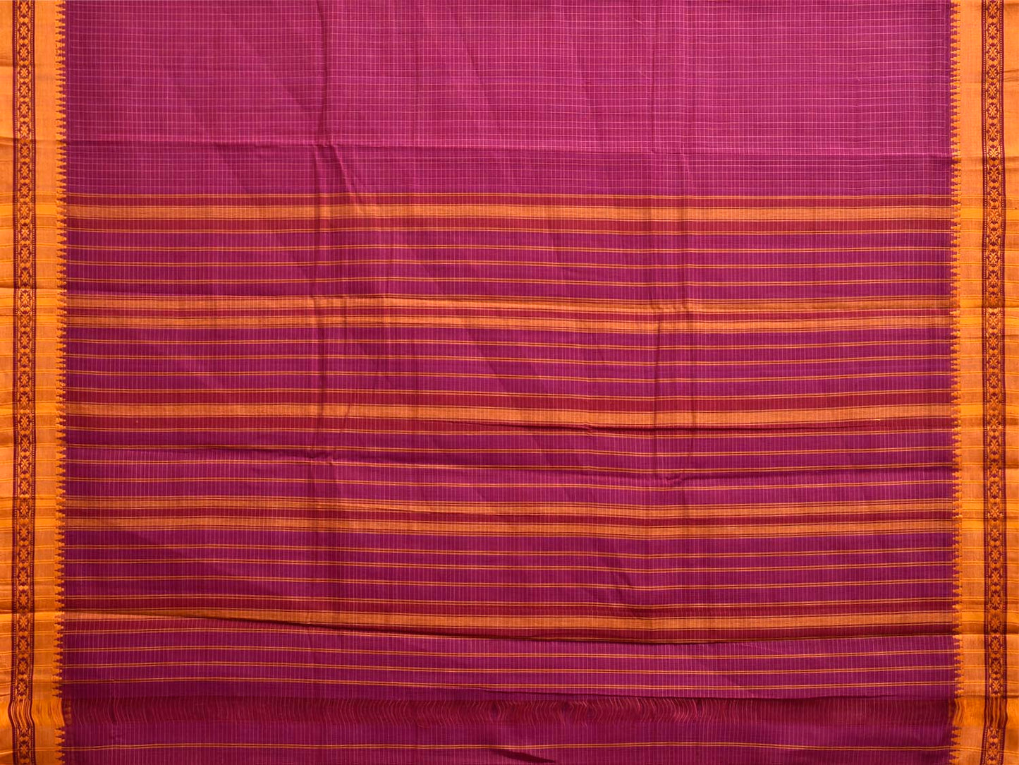 Pink and Yellow Narayanpet Cotton Handloom Saree with Checks Design No Blouse np1471