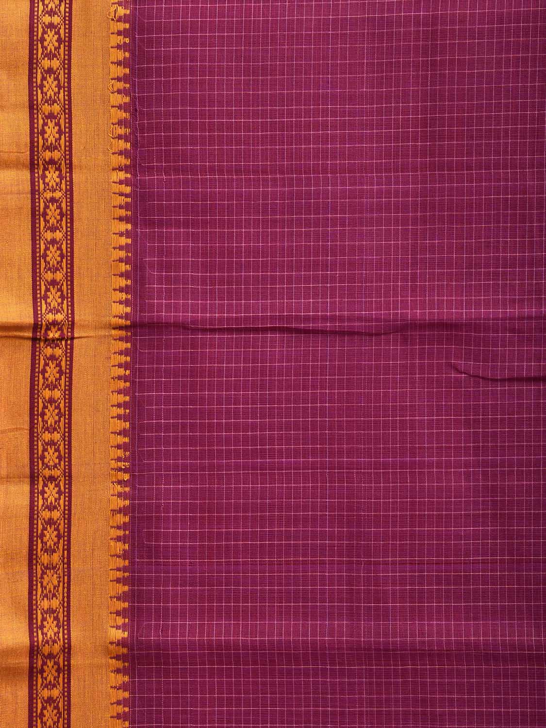 Pink and Yellow Narayanpet Cotton Handloom Saree with Checks Design No Blouse np1471