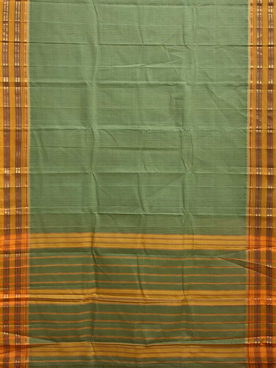 Green and Yellow Narayanpet Cotton Handloom Saree with Checks Design No Blouse np1472