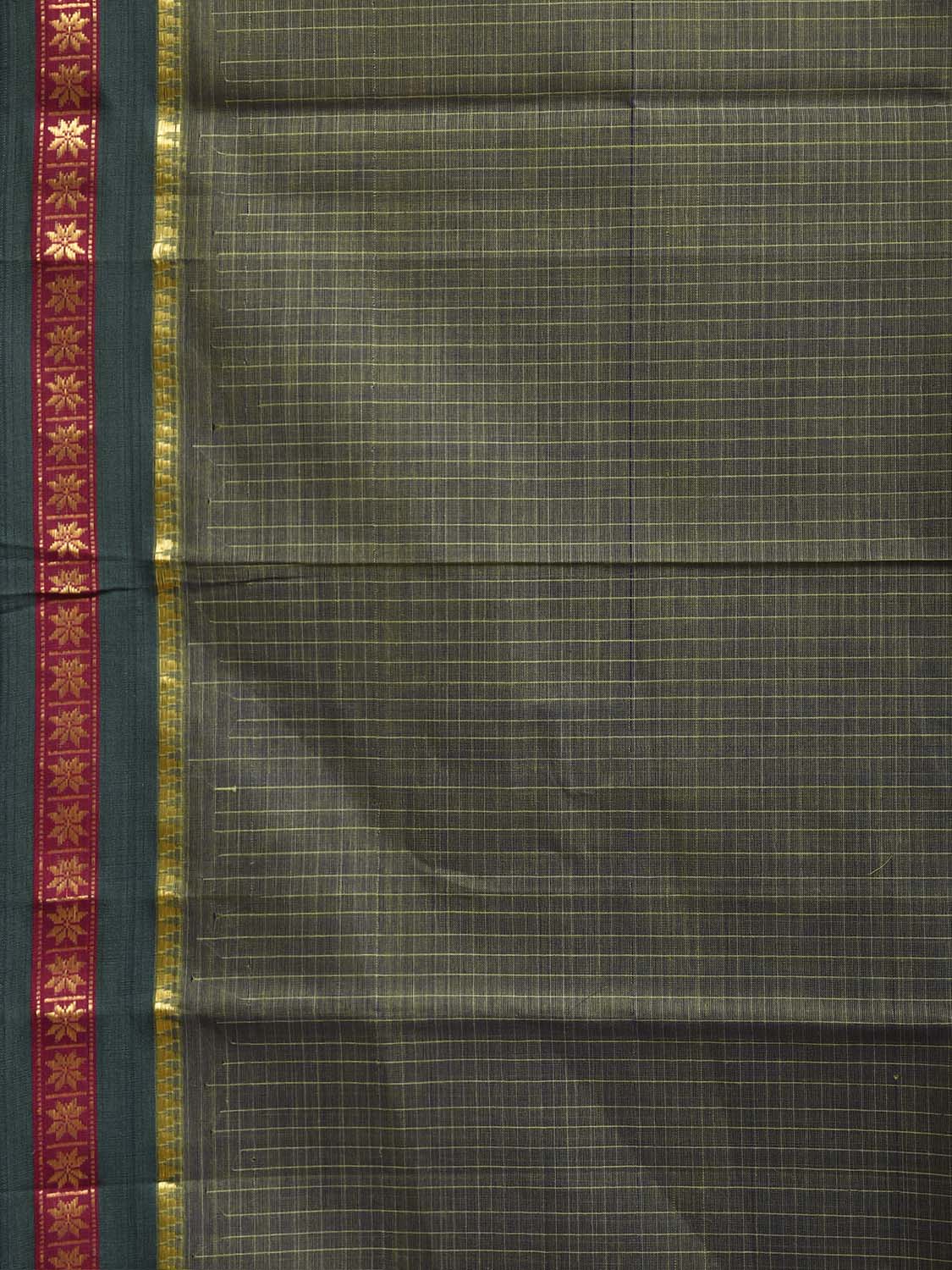 Dark Green Narayanpet Cotton Handloom Saree with Checks Design No Blouse np1476
