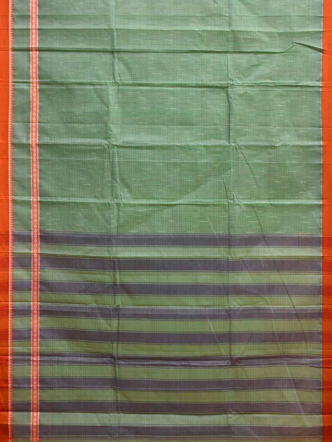 Sea Green and Orange Narayanpet Cotton Handloom Saree with One Side Big Border Design No Blouse np1480