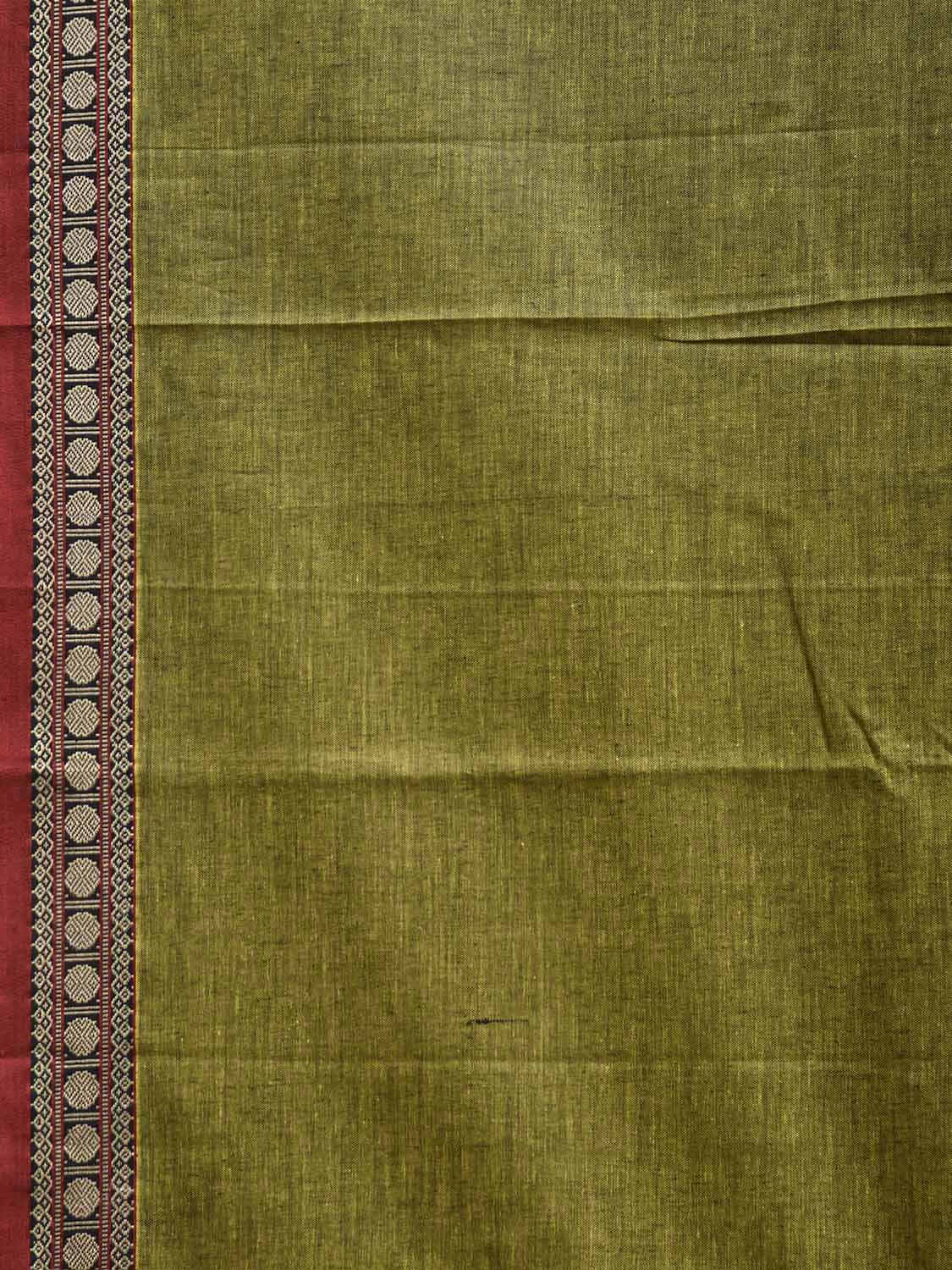 Green and Yellow Narayanpet Cotton Plain Saree with Strips Pallu Design No Blouse np1487
