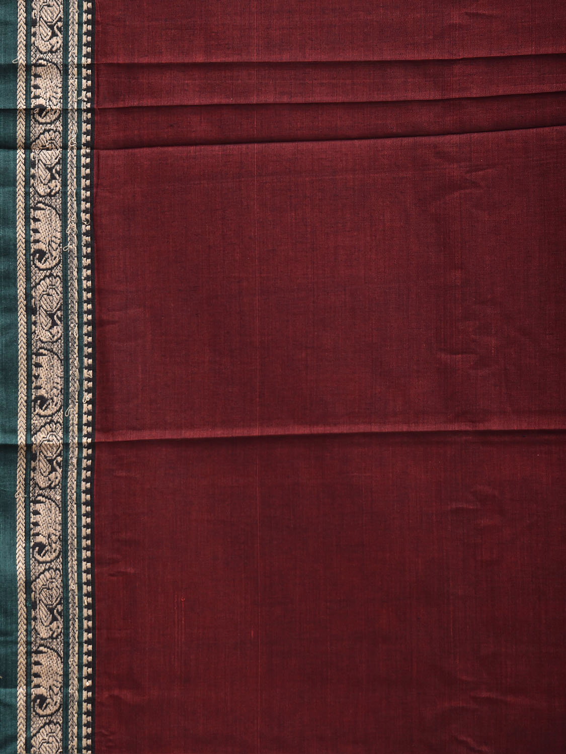 Maroon and Red Narayanpet Cotton Plain Saree with Strips Pallu Design No Blouse np1489
