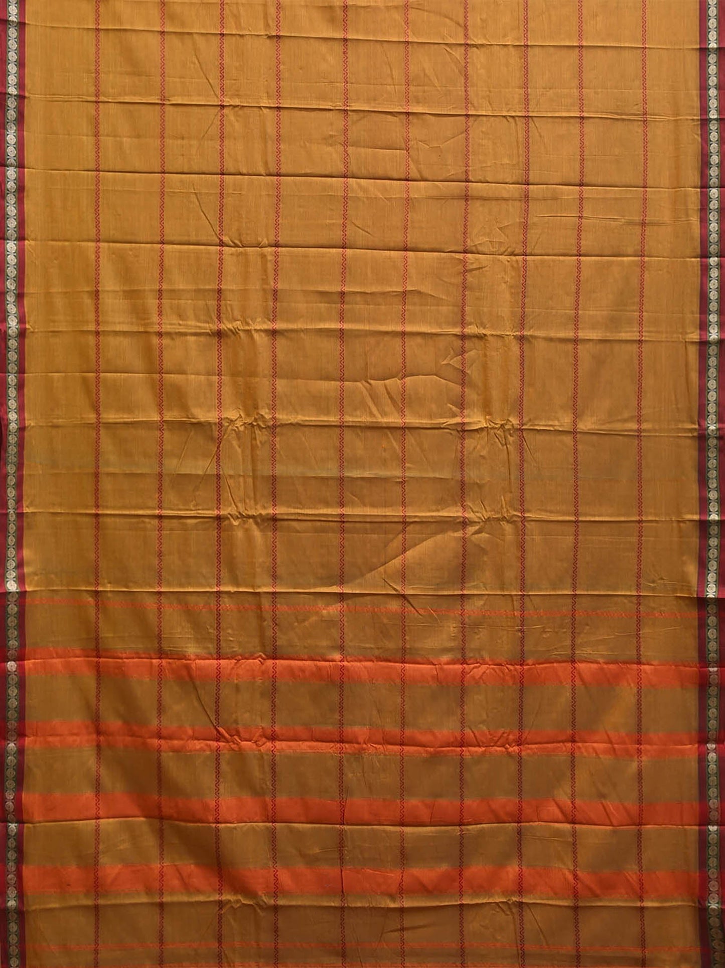 Olive Narayanpet Cotton Saree with Strips Design No Blouse np1491