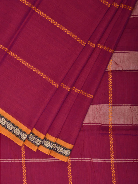Magenta Narayanpet Cotton Saree with Strips Design No Blouse np1492