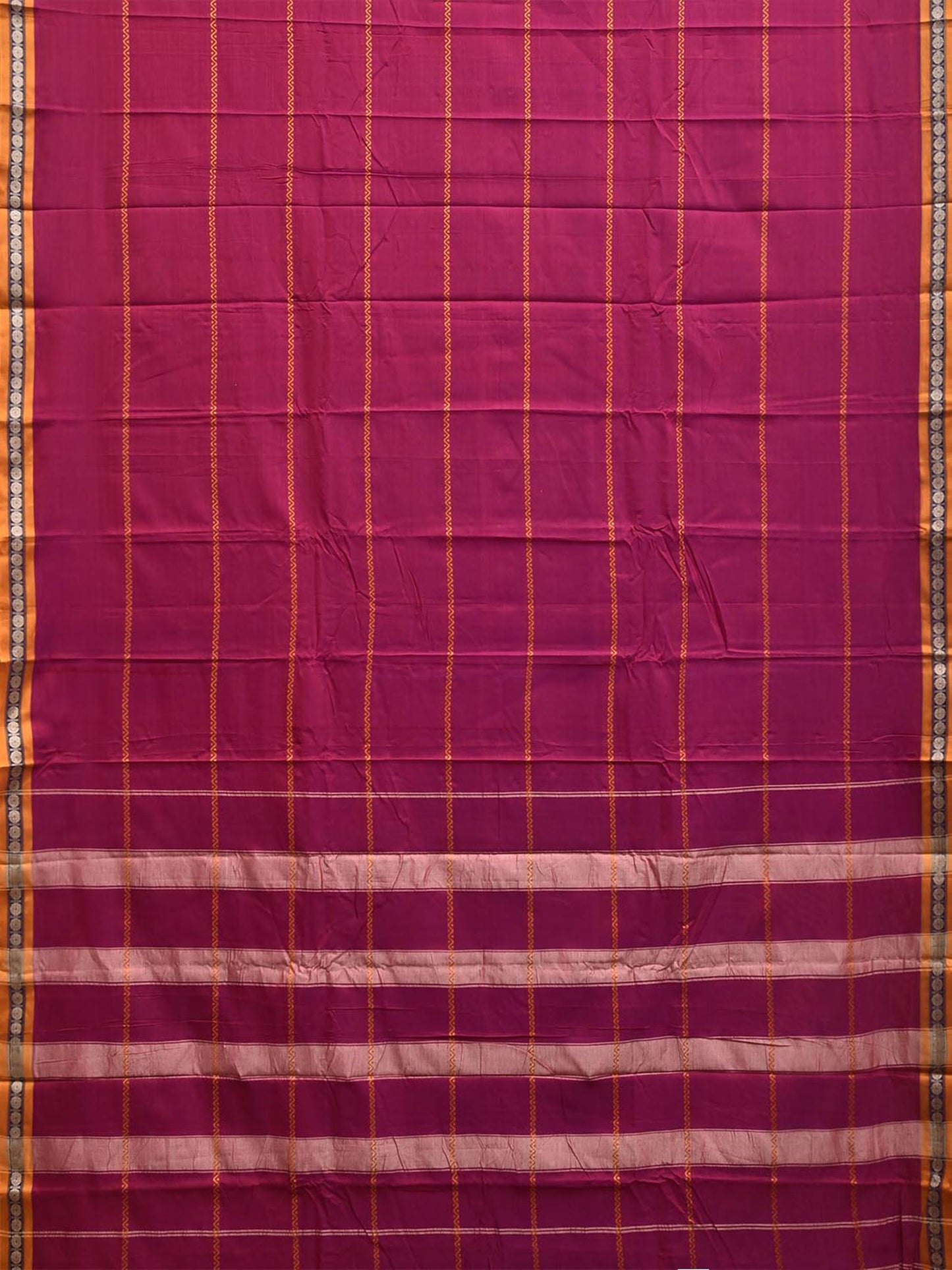 Magenta Narayanpet Cotton Saree with Strips Design No Blouse np1492