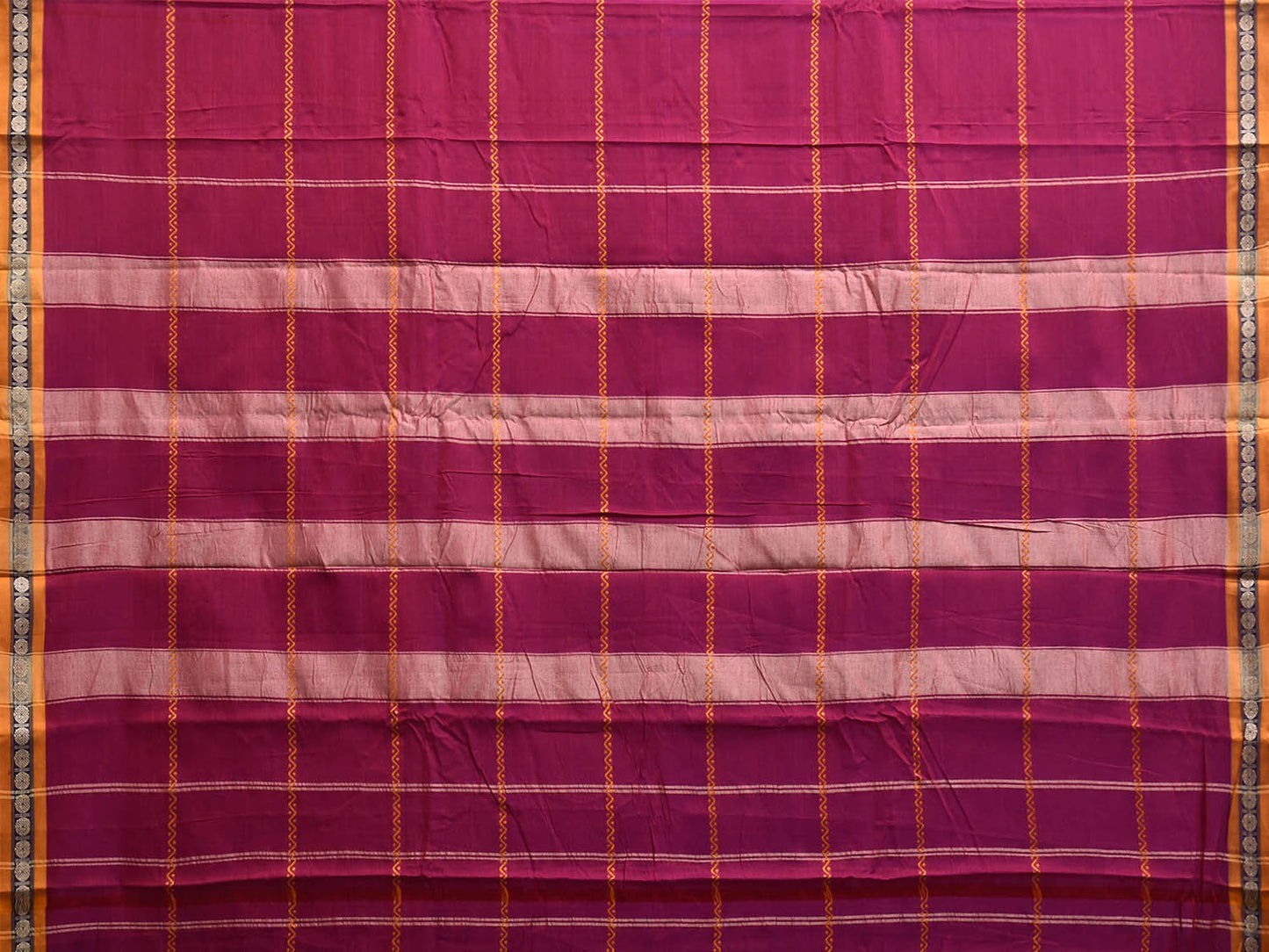 Magenta Narayanpet Cotton Saree with Strips Design No Blouse np1492
