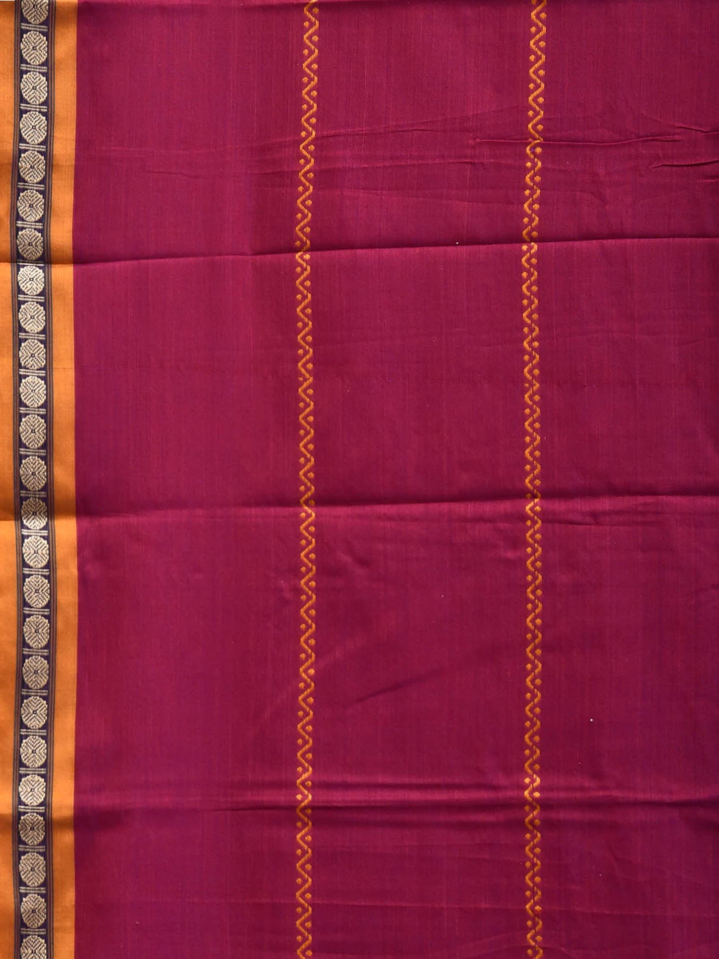 Magenta Narayanpet Cotton Saree with Strips Design No Blouse np1492