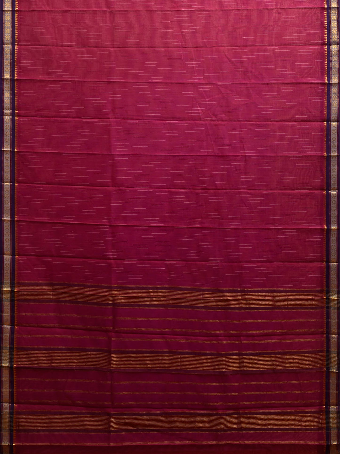 Dark Magenta and Dark Blue Narayanpet Cotton Saree with Strips Pallu Design No Blouse np1496