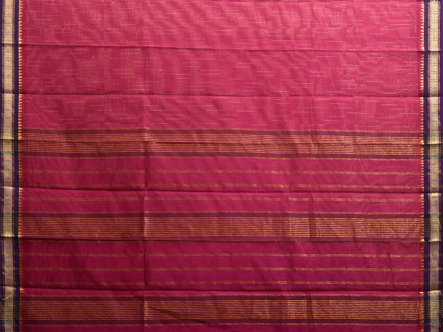 Dark Magenta and Dark Blue Narayanpet Cotton Saree with Strips Pallu Design No Blouse np1496