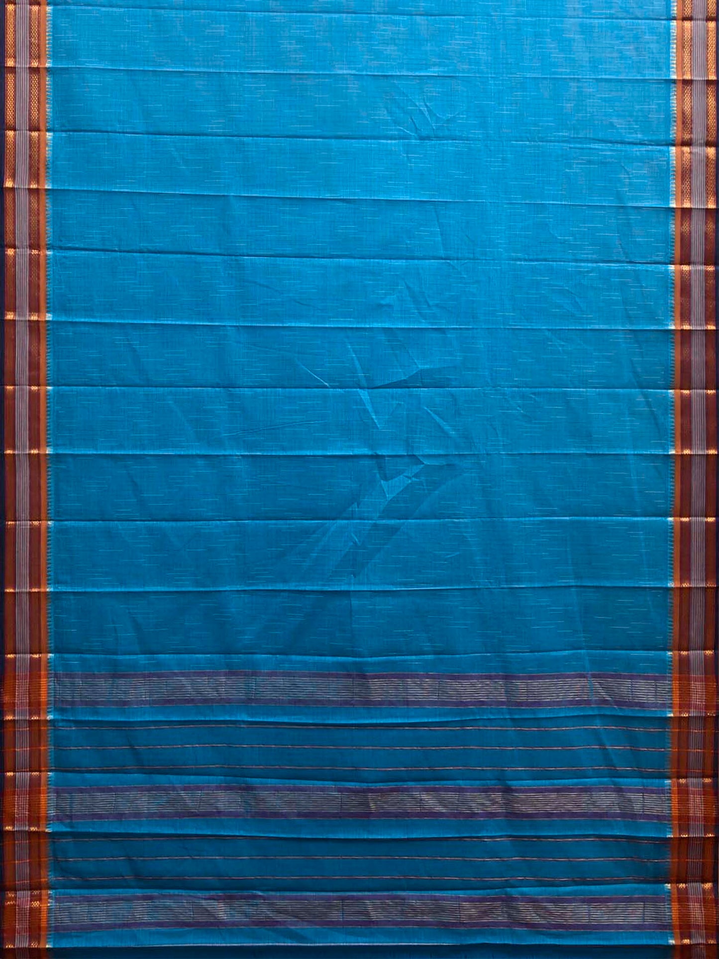 Blue Narayanpet Cotton Saree with Strips Pallu Design No Blouse np1497