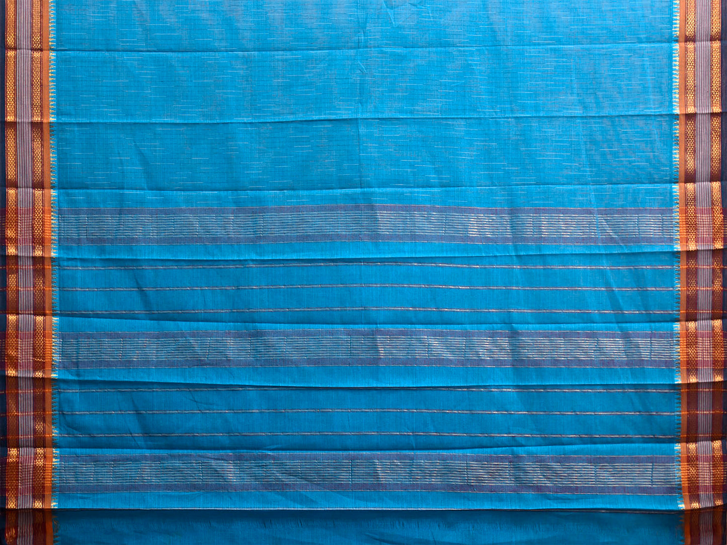 Blue Narayanpet Cotton Saree with Strips Pallu Design No Blouse np1497