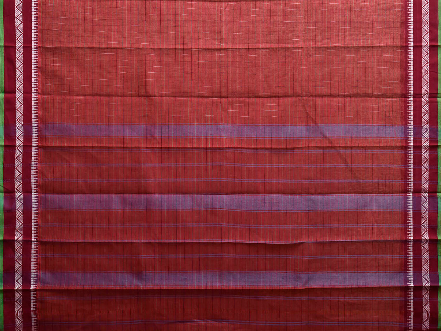 Dark Red Narayanpet Cotton Saree with Strips and Border Design No Blouse np1500