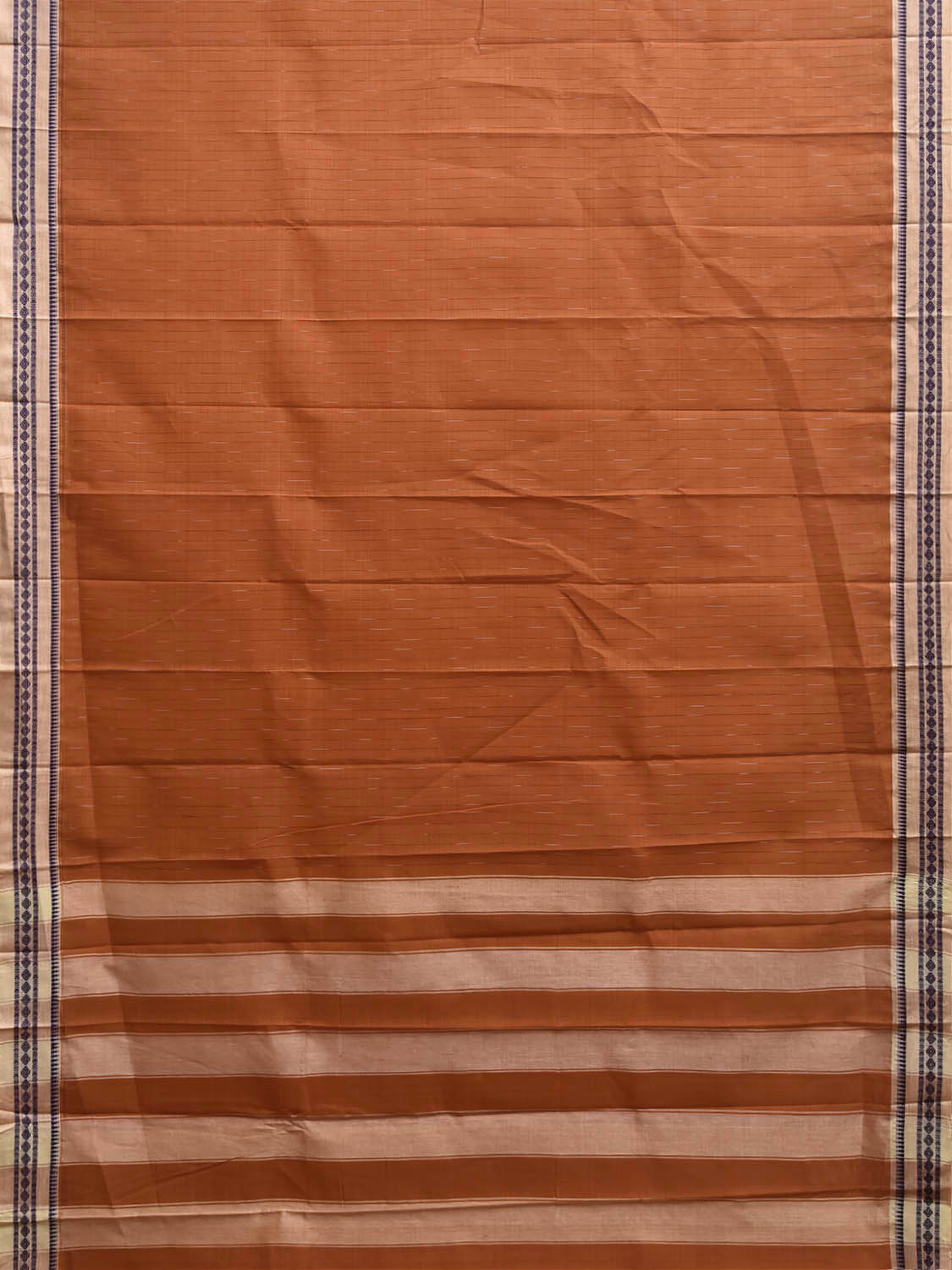 Orange and Cream Narayanpet Cotton Saree with Strips Body and Pallu Design No Blouse np1501