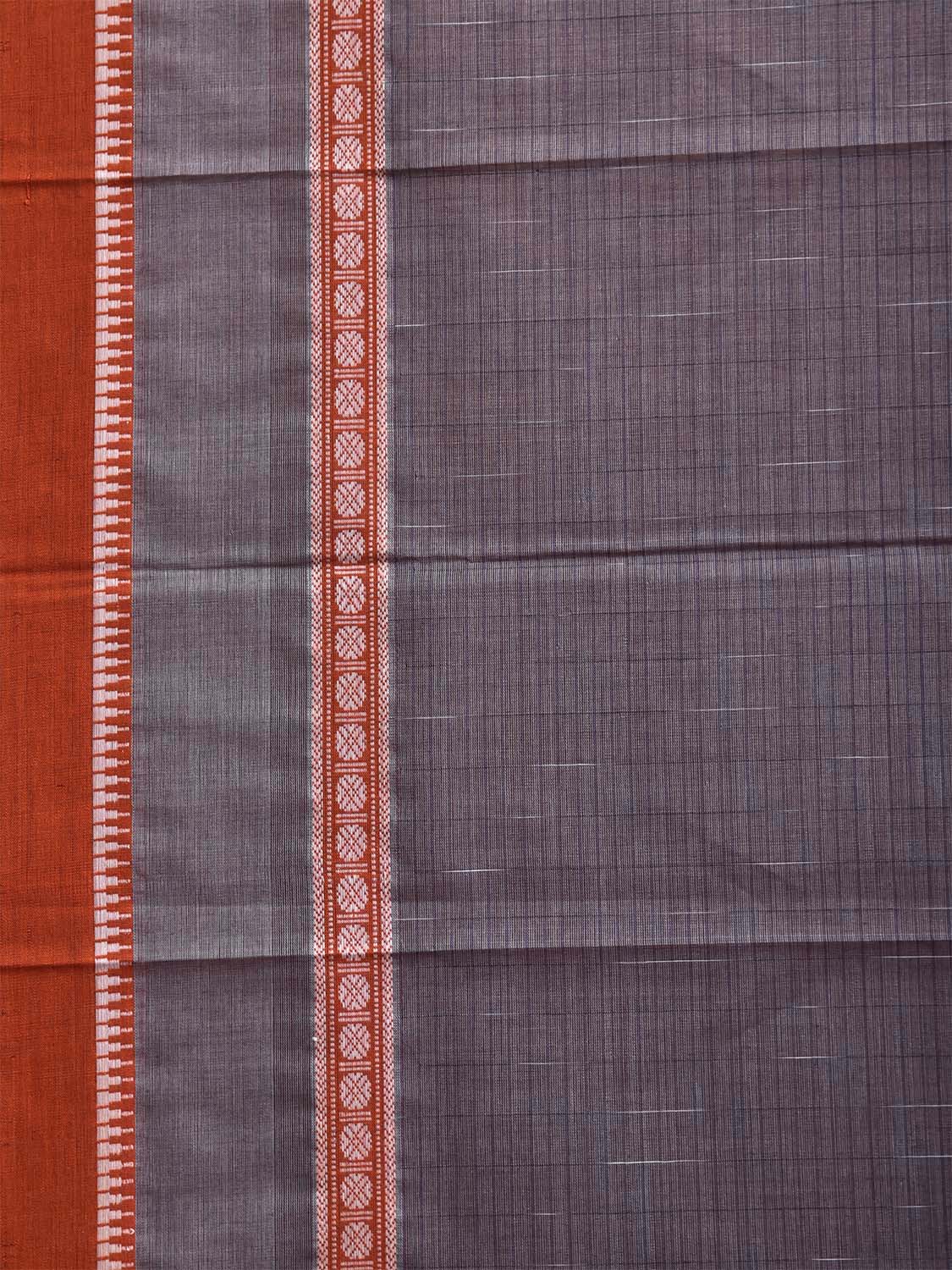 Dark Grey and Orange Narayanpet Cotton Saree with Strips and Once Side Border Design No Blouse np1502