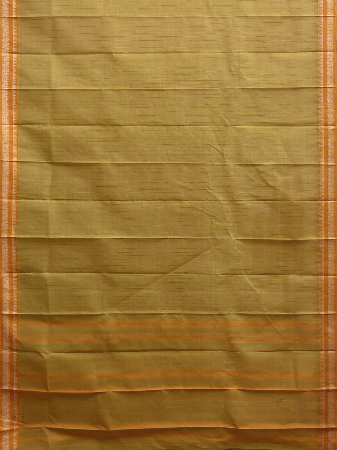 Light Green and Mustard Narayanpet Cotton Saree with Strips Body and Pallu Design No Blouse np1503