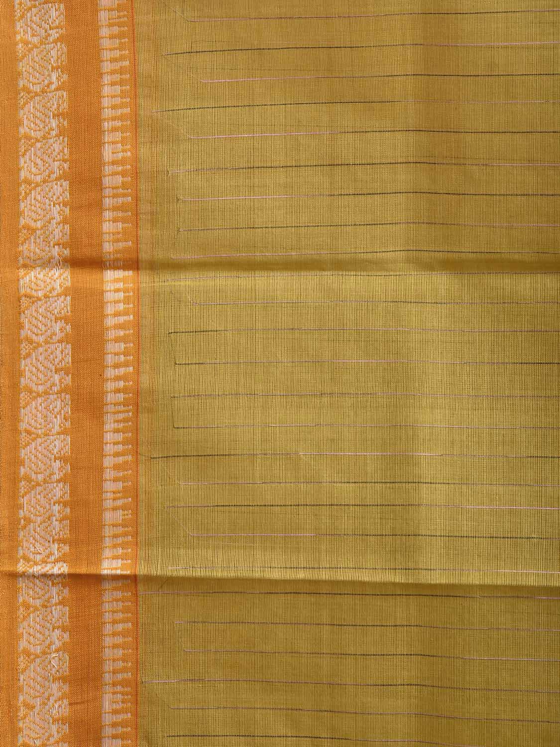 Light Green and Mustard Narayanpet Cotton Saree with Strips Body and Pallu Design No Blouse np1503