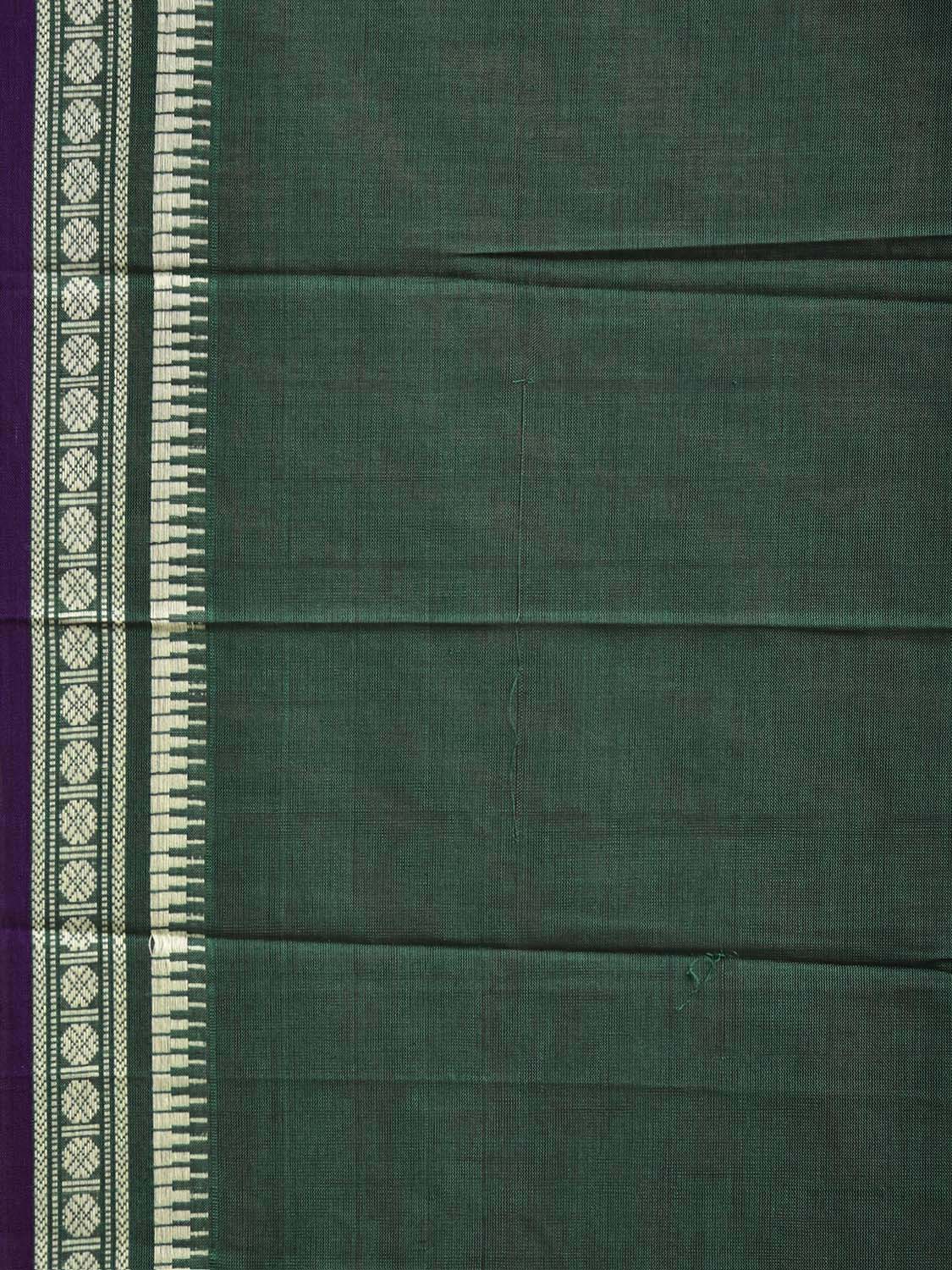 Dark Green and White Narayanpet Cotton Plain Saree with Strips Pallu Design No Blouse np1504