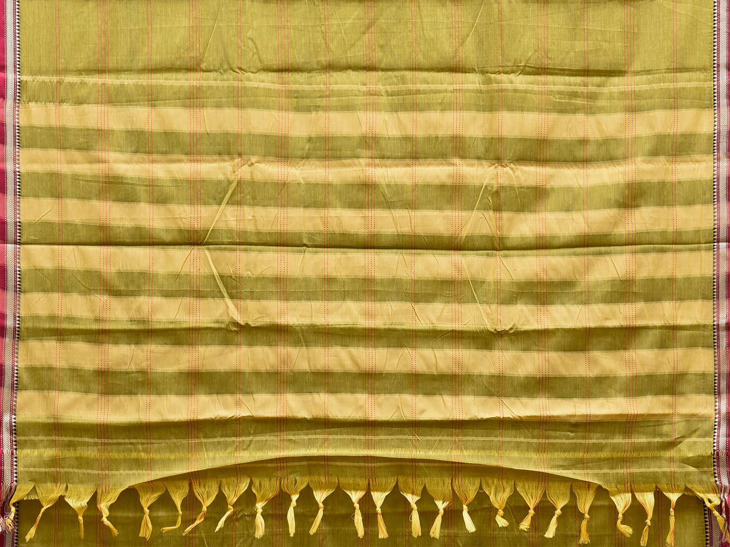 Light Green and Maroon Narayanpet Cotton Saree with Strips Body and Pallu Design No Blouse np1510