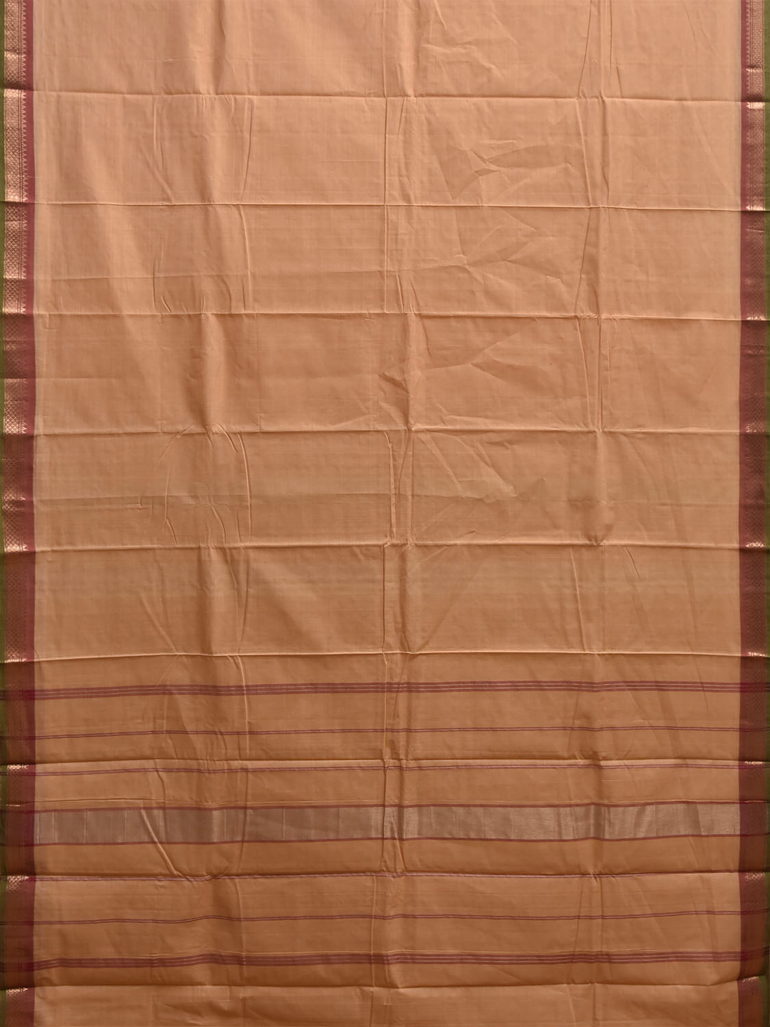 Light Orange and Dark Red Narayanpet Cotton Plain Saree with Strips Pallu Design No Blouse np1512