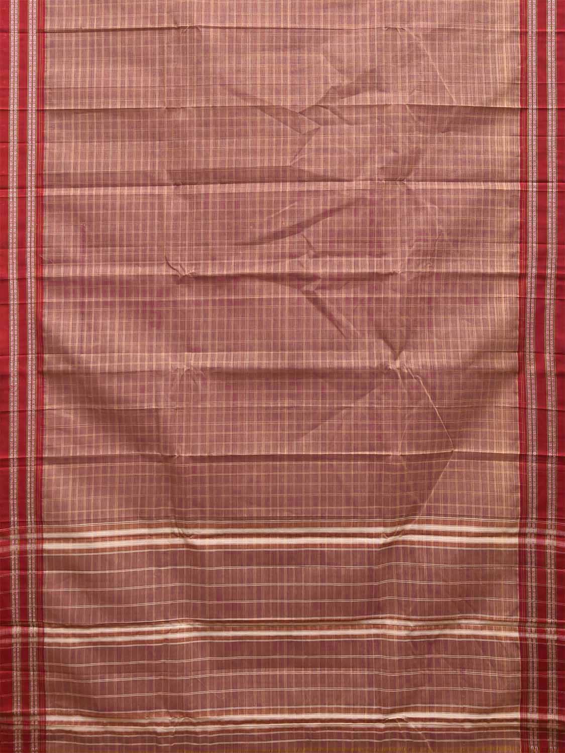 Light Rust and Red Narayanpet Cotton Saree with Big Checks Design No Blouse np1532