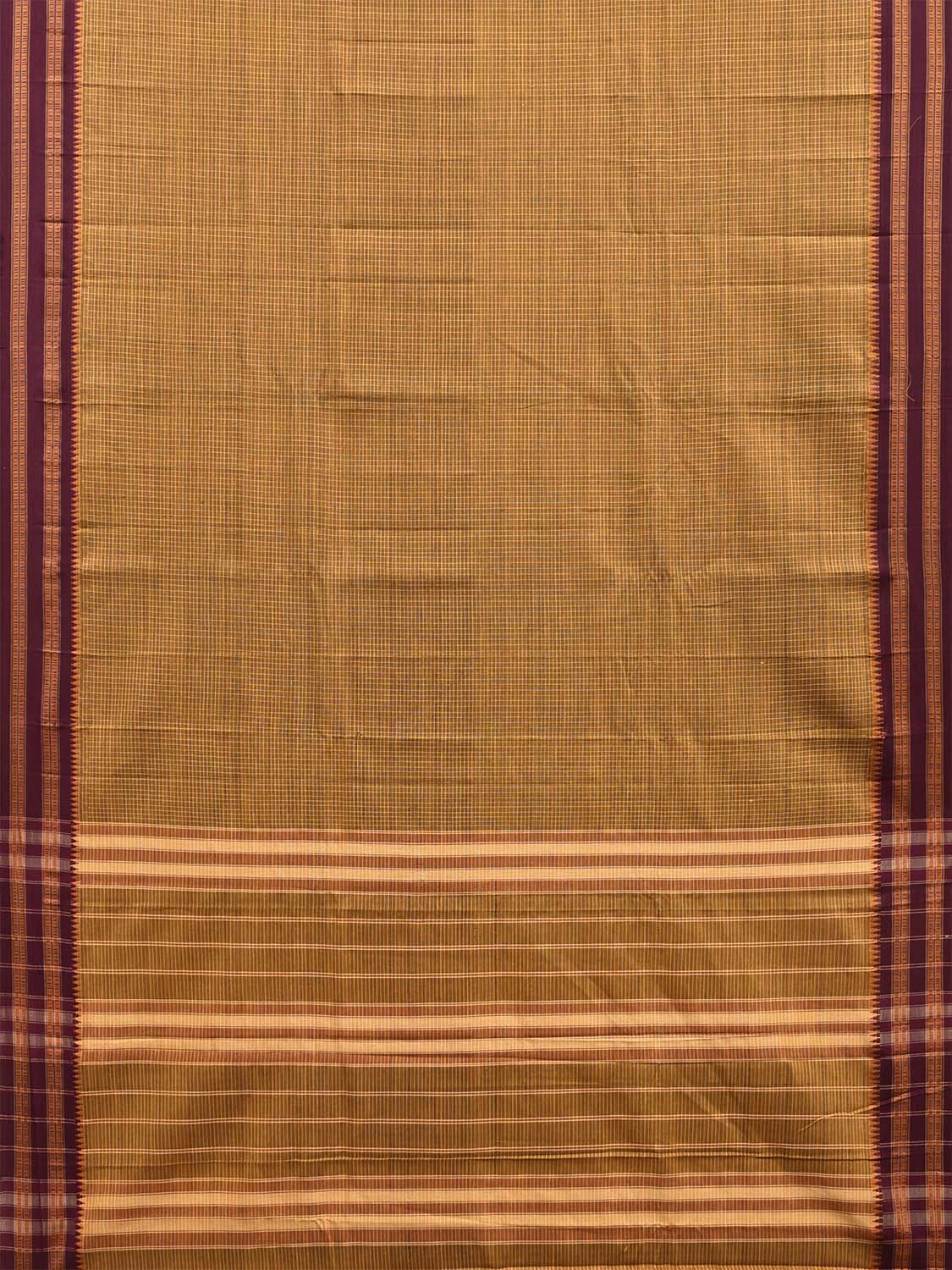 Mustard and Olive Narayanpet Cotton Saree with Checks Design No Blouse np1536