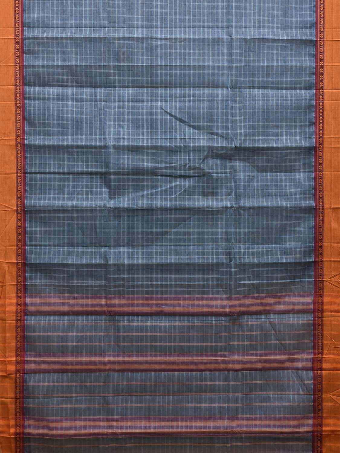Blue and Yellow Narayanpet Cotton Saree with Big Checks Design No Blouse np1539