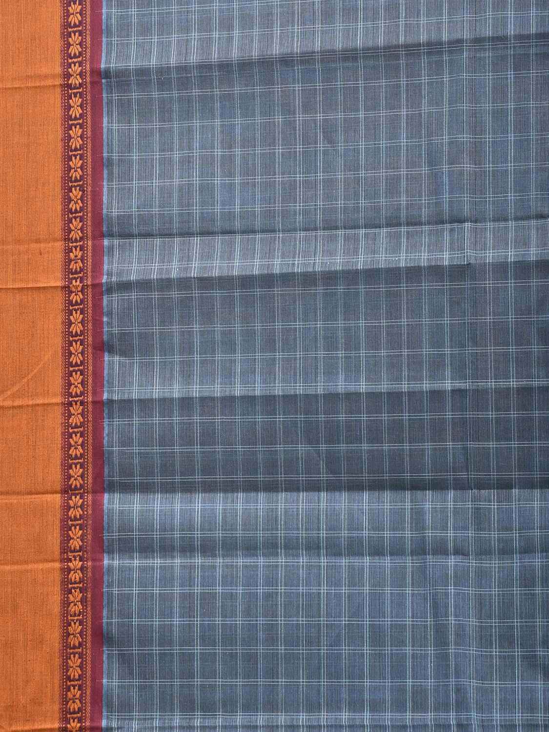 Blue and Yellow Narayanpet Cotton Saree with Big Checks Design No Blouse np1539