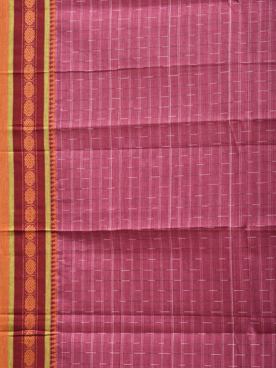 Pink and Red Narayanpet Cotton Saree with Strips Design No Blouse np1540