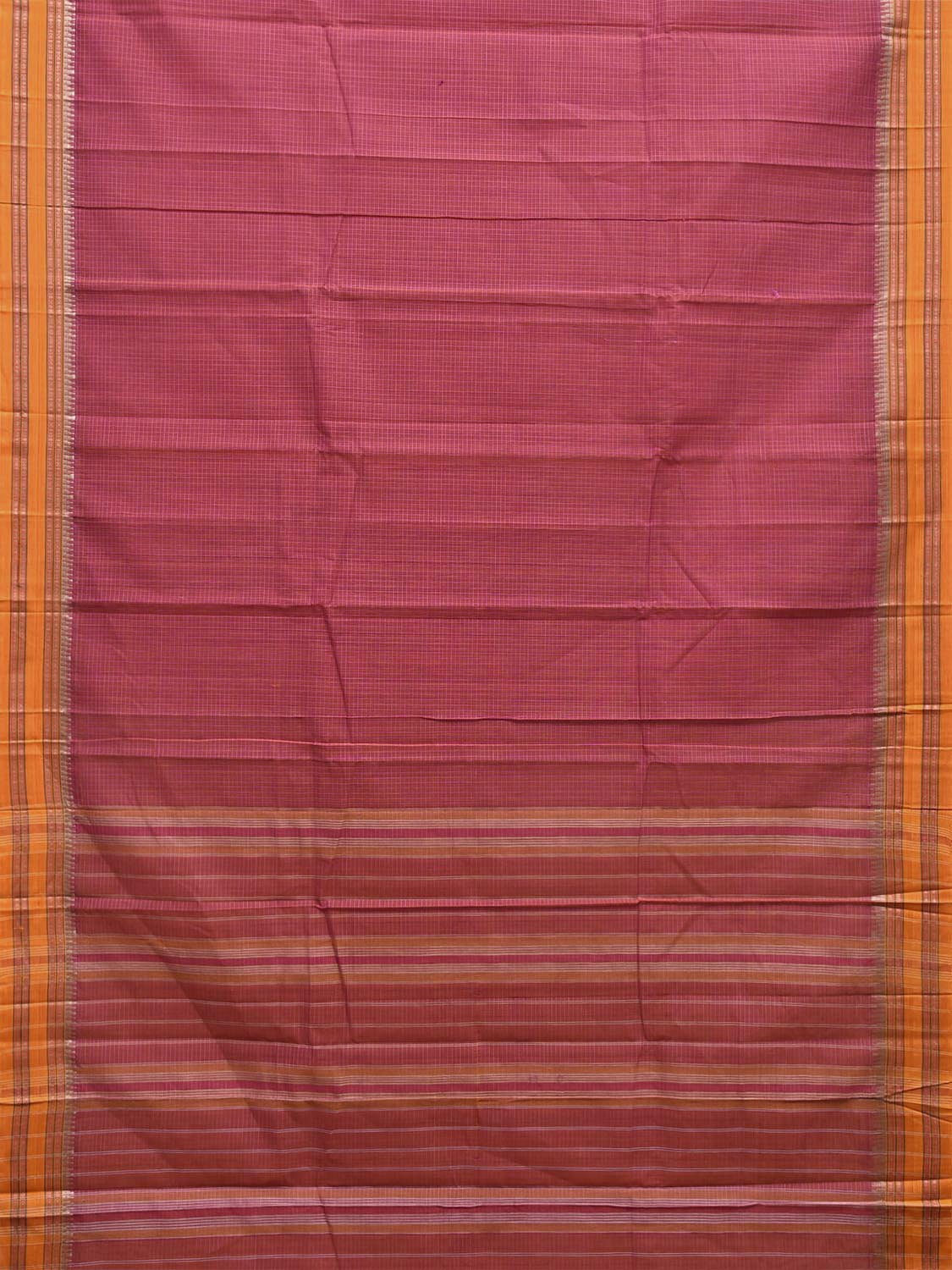 Pink and Yellow Narayanpet Cotton Saree with Checks Design No Blouse np1544