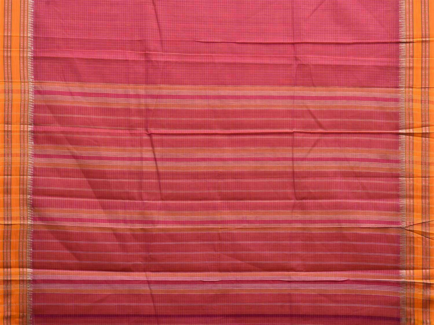 Pink and Yellow Narayanpet Cotton Saree with Checks Design No Blouse np1544