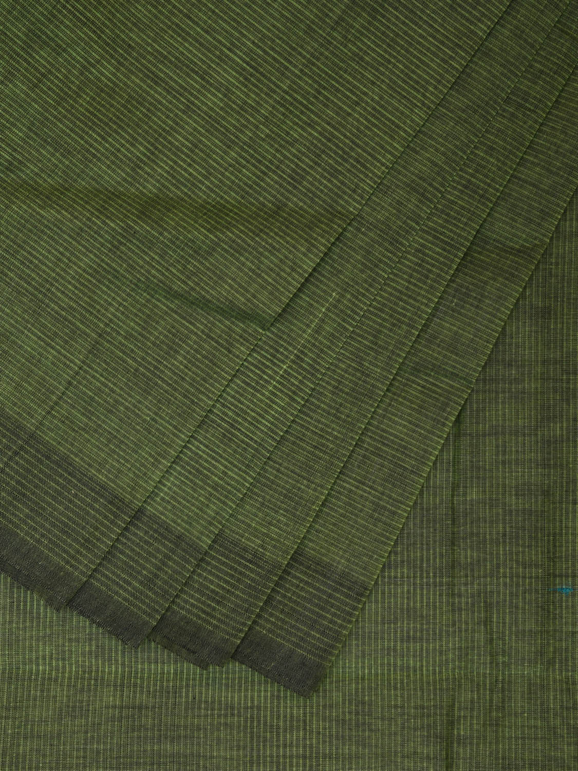 Green 80s Count Cotton Plain Saree with Strips Design No Blouse o0477