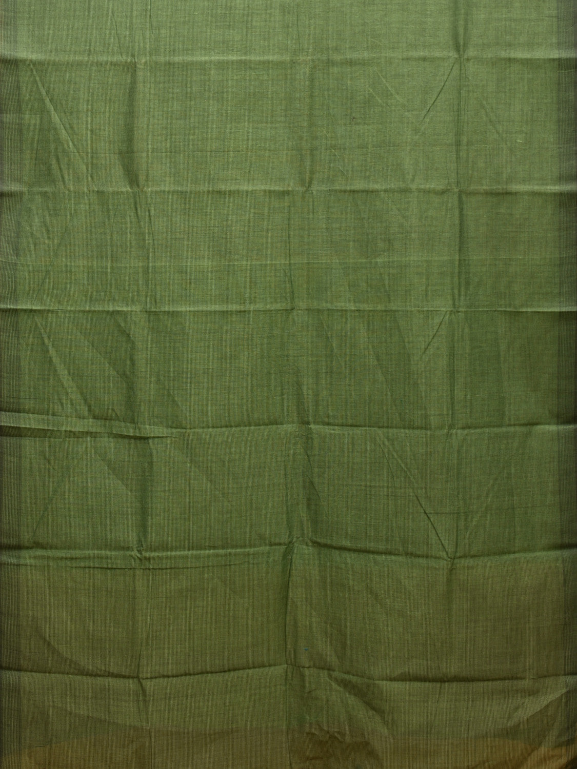Green 80s Count Cotton Plain Saree with Strips Design No Blouse o0477