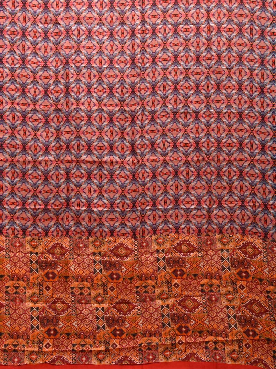 Multicolor Viscose Silk Saree with Ikat Print Design o0482