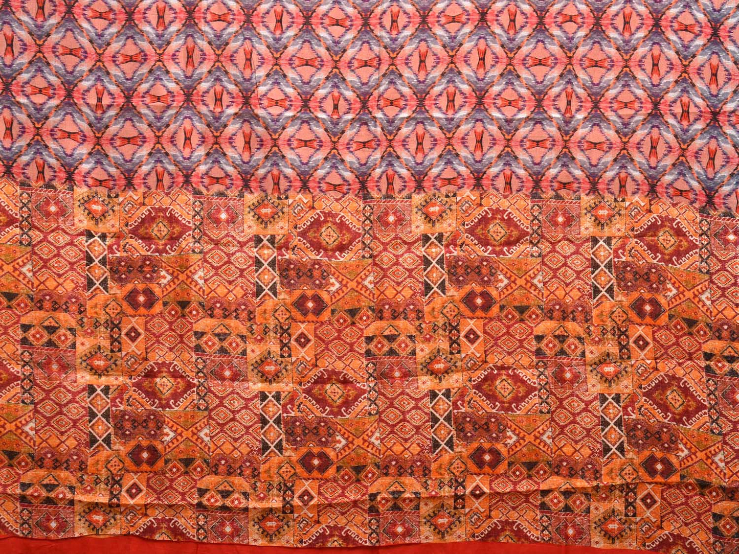 Multicolor Viscose Silk Saree with Ikat Print Design o0482