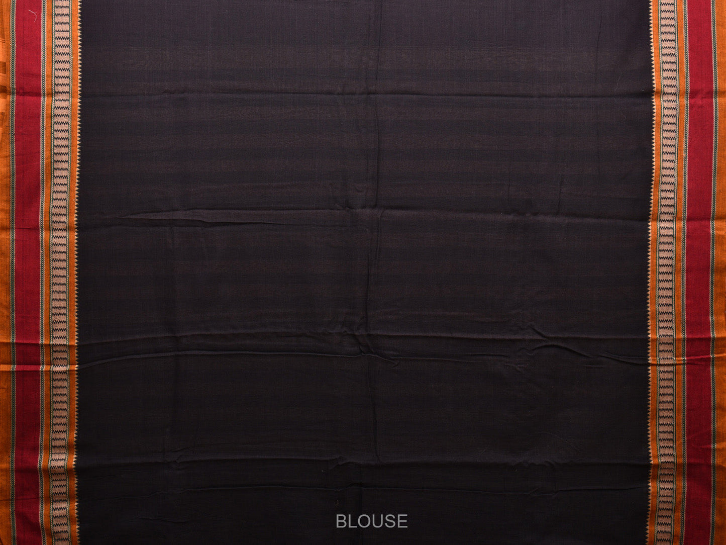 Black Poly Cotton Plain Saree with Strips Pallu and Border Design o0486